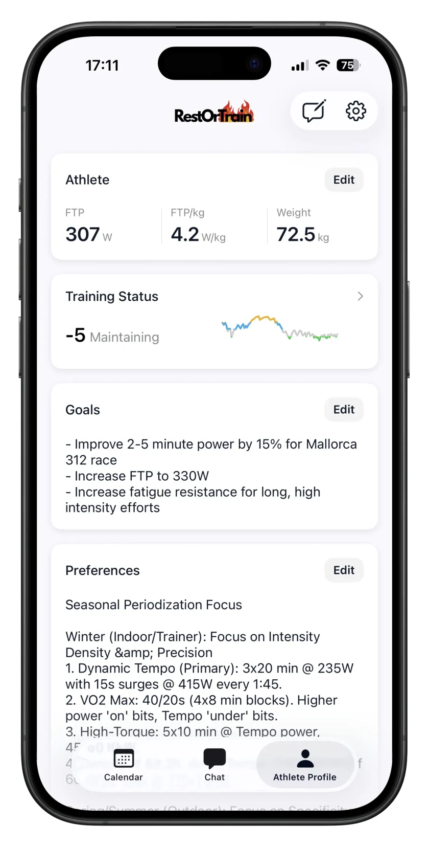 Athlete Profile Settings